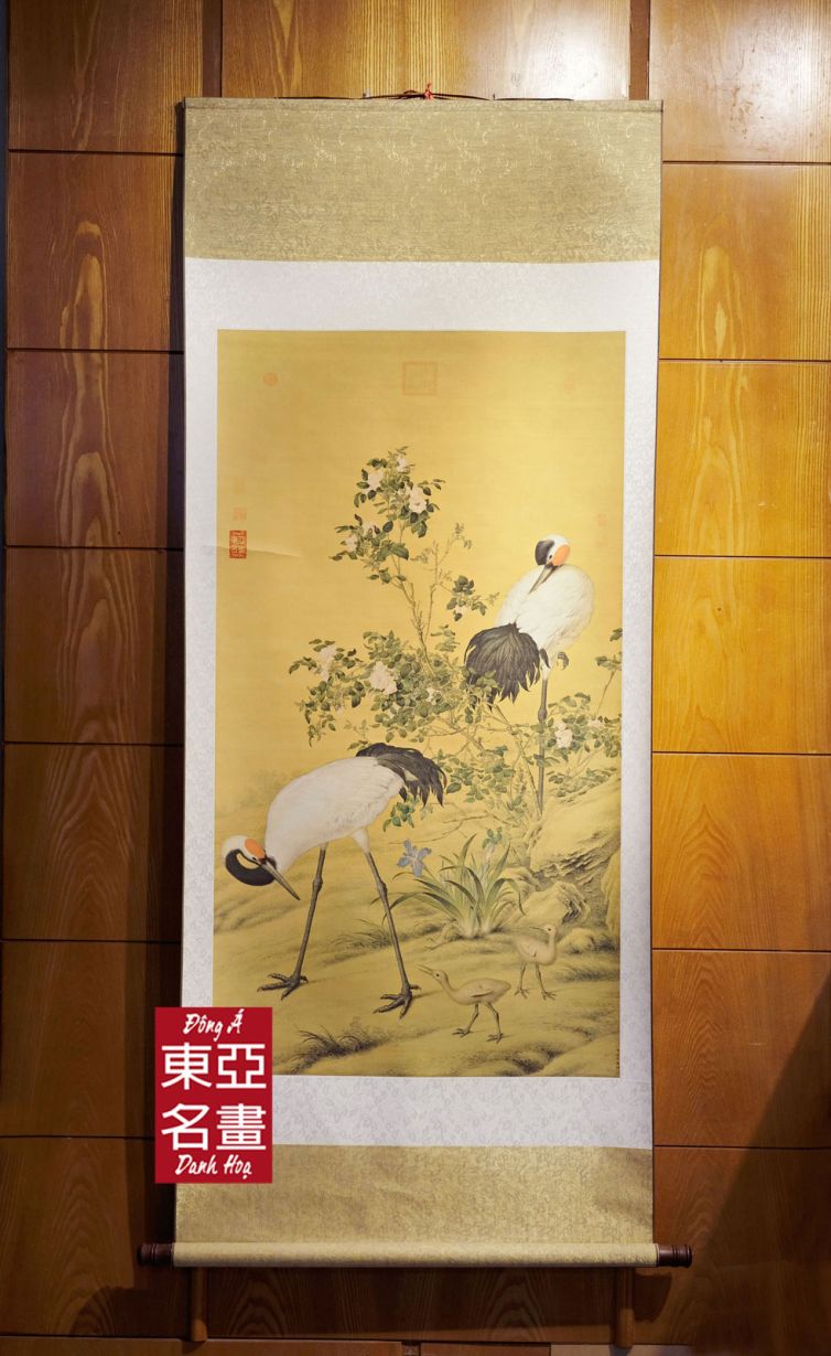 Hoa Âm Song Hạc Đồ – Lang Thế Ninh (1688-1766) – KT 70×165 cm