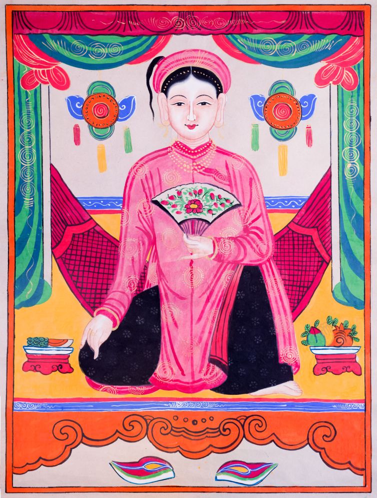 Tranh Cô Chín (Quỳnh Hoa Công Chúa) – Nghệ nhân Lê Đình Nghiên