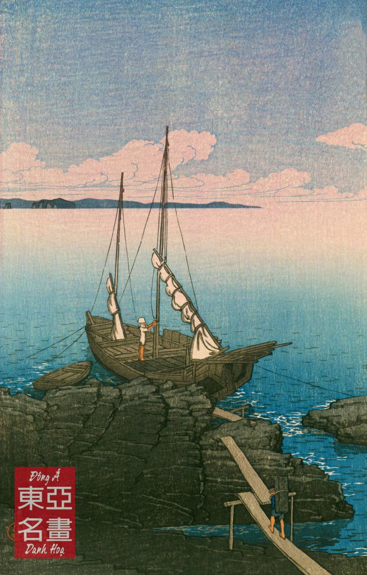 02. Thuyền với Masonry vùng Awa (Ishizumu fune [Boshu]) 1920 – Kawase Hasui