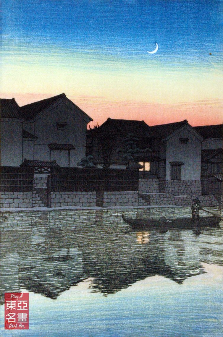05. Trăng lưỡi liềm Matsue ở Izumo (Izumo Matsue: Mikazuki) 1924 – Kawase Hasui