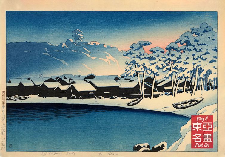 09. Tuyết bình minh trên cảng Ogi, đảo Sado (Yuki no akebono [Sado Ogi minato]) 1921 – Kawase Hasui