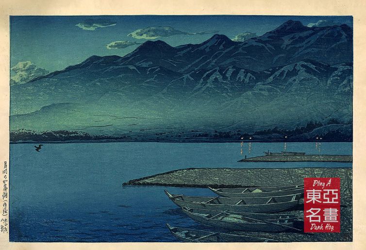 27. Trăng trên hồ Kamo đảo Sado 1921 – Kawase Hasui