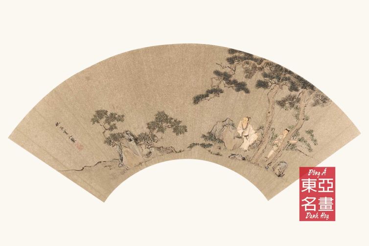 Quạt (4) Huề Cầm Thính Tùng Đồ – Câu Anh (Minh triều)