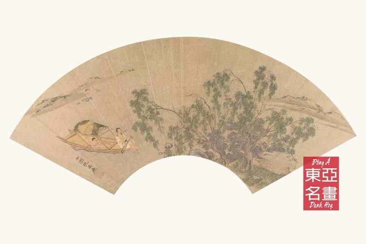 Quạt (5) Thư Phảng Đình Kiêu Đồ – Câu Anh (Minh triều)