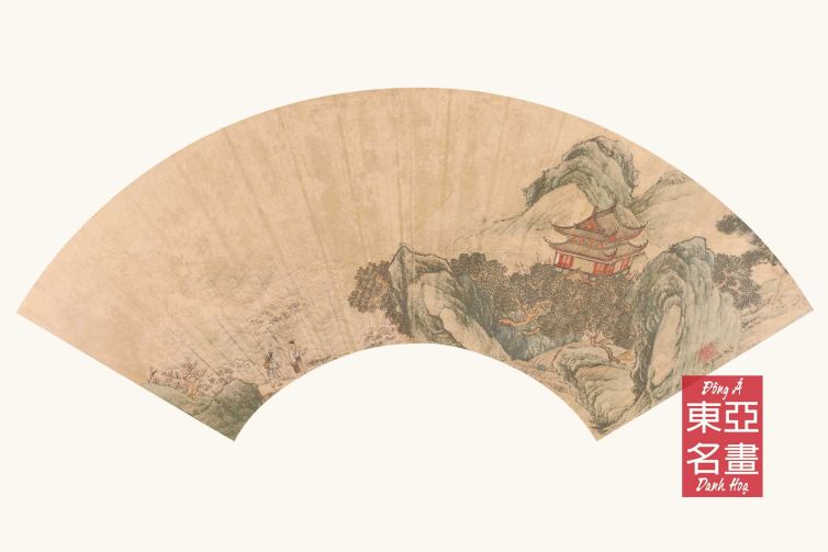 Quạt (6) Sơn Thuỷ Đồ – Câu Anh (Minh triều)