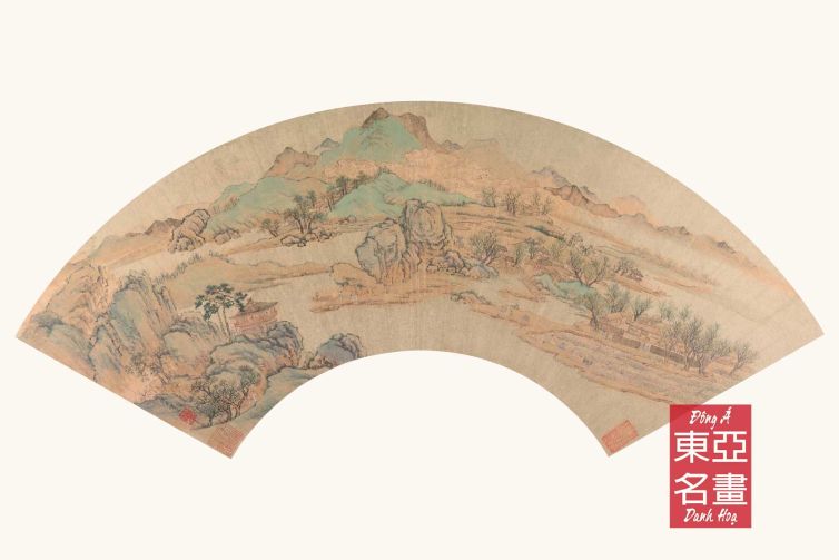 Quạt (8) Sơn Thuỷ Đồ – Câu Anh (Minh triều)